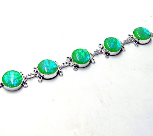 Australian Triplet Opal 925 Sterling Silver Plated Jewelry Bracelet 19 Gm