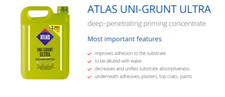 Primer Atlas UNI GRUNT ULTRA 4kg Quick drying, deep penetrating priming emulsion