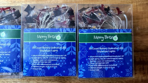 ❄️Merry Brite Lights Christmas Snowman 30 Count, 4 Packs, 9.51 ft Length LED❄️ - Picture 3 of 10
