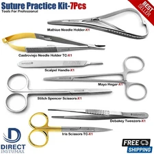 7Pcs Suture Practice Kit Medical Student Suture Training Scissors Needle Holder 