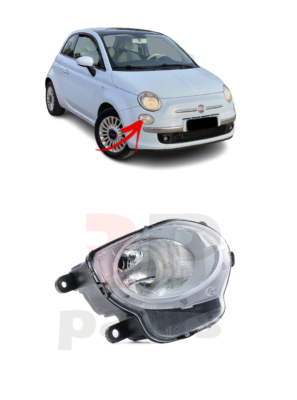 Copertura Fari Fumo Per Fiat 500 2016-2024 – ABS Nero, Facile Da Installare Con Nastro 3M