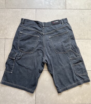 Vintage Y2K FUBU Wide Leg Baggy Jean Skate Faded Denim Carpenter Shorts Sz 38