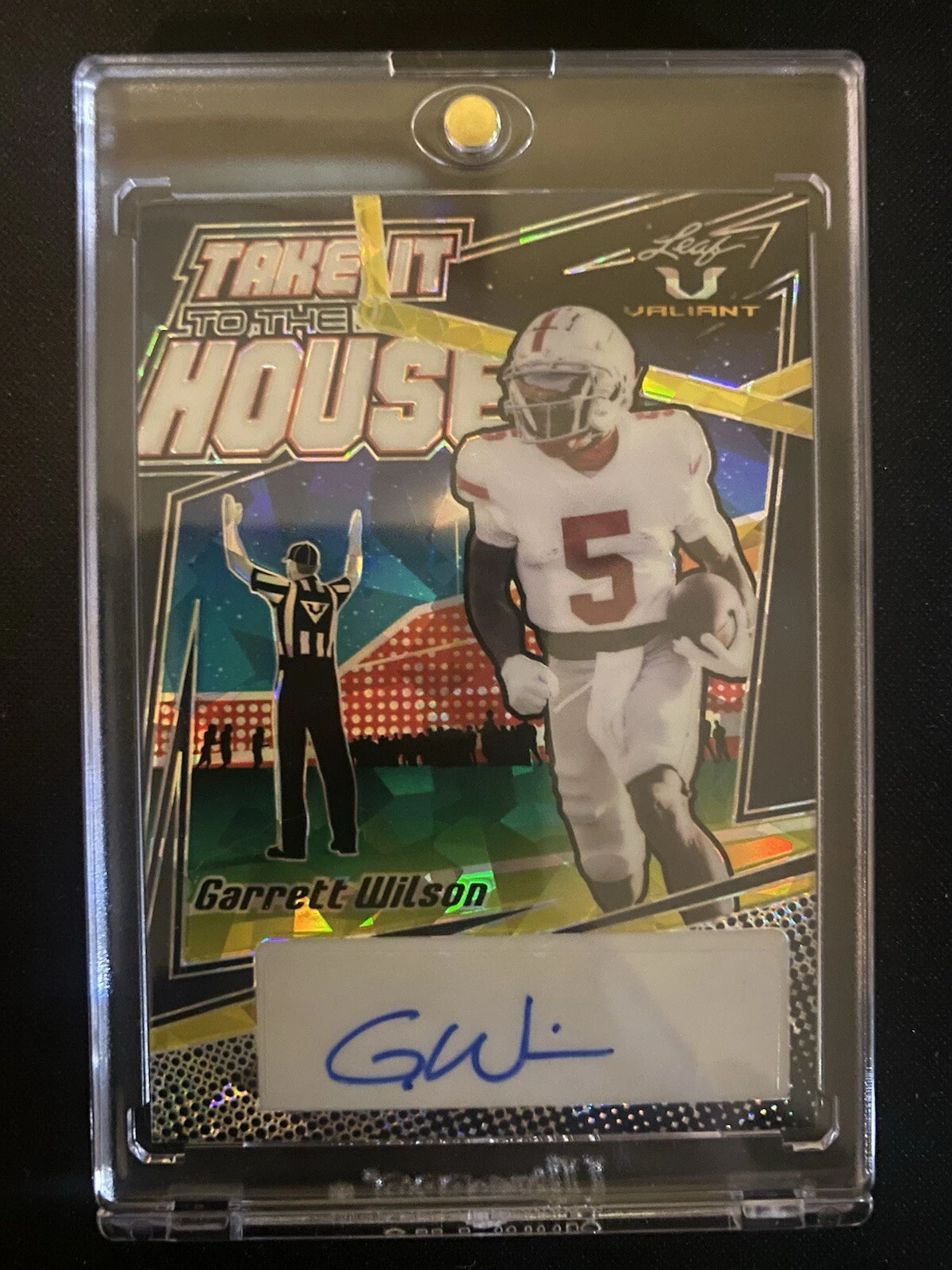 Garrett Wilson Leaf Valiant Take It to the House Autographs #THGW1 Navy Blue