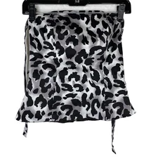 Cache Black Satin Bustier Corset Top Shirt XS Burlesque Leopard Animal Print