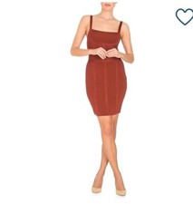 Guess Ribbed Talisha Shelf Bandage BodyCon Dress Sedona Clay Mocha Size Small S