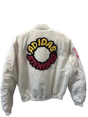 Rare Vintage Adidas Originals White Padded Bomber Jacket with