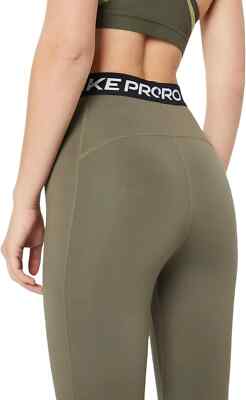 Nike Pro Women's Sports Leggings Khaki AO9968-222 SIZE LARGE UK
