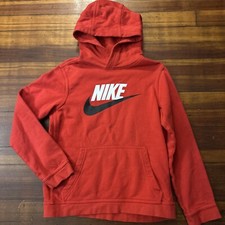 Boys Nike Hoodie Sweatshirt Red White Black Cotton Polyester Youth Small