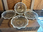 Lot of 4 Vintage Anchor Hocking White Moonstone Hobnail Ruffled Edge Fruit Bowls