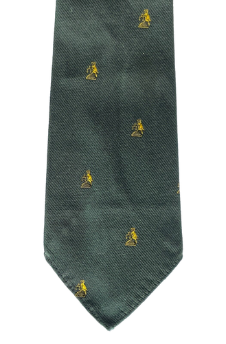 Vintage heraldic tie by Munday green Terylene barn owl with scales logo crest - Picture 2 of 4