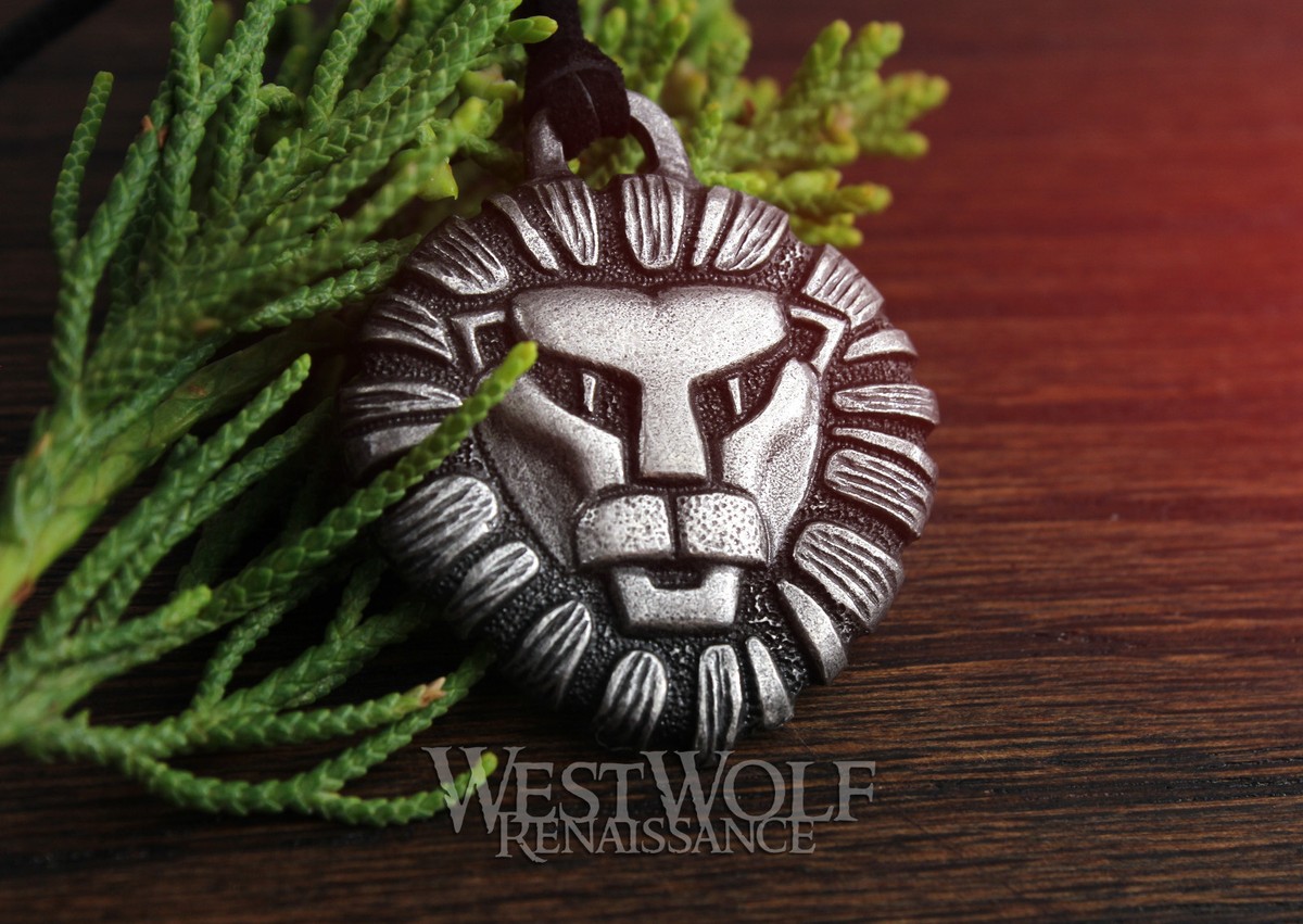 Lion Head Pendant -- Viking/Celtic/Medieval/Heraldic/King/Silver