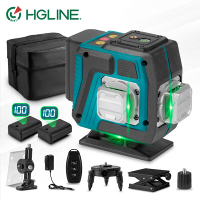 12 Line Laser Level Wasserwaage 360° Kreuzlinienlaser Selbstnivellierend 3D Kit