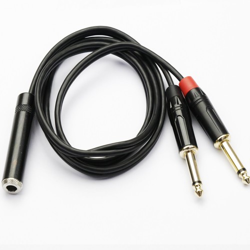 1/4 TRS Female to Dual TS 1/4 Male Stereo Breakout Splitter Adapter Y Cable US - Picture 3 of 4