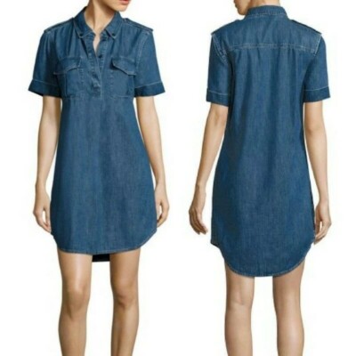 Equipment Femme Rory Light Denim Chambray Shirt Dress, Size XS Mini Length 