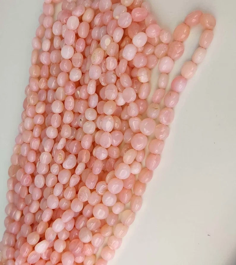 Cuentas de pepitas lisas de ópalo rosa 16" color rosa peruano ópalo pepitas lisas 6-10 mm Foto 2 de 4