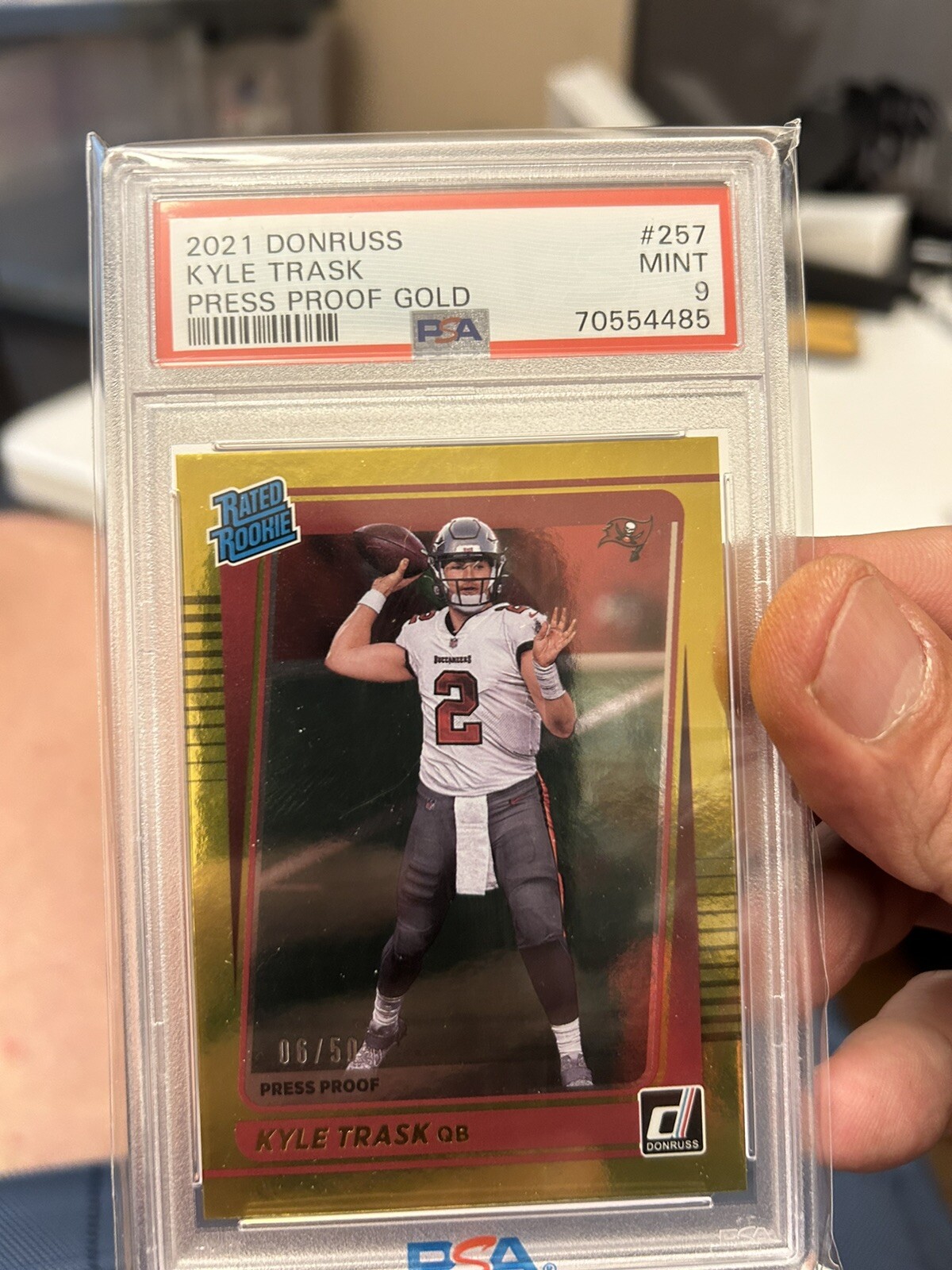 2021 Panini Donruss Kyle Trask Press Proof Gold /50 #257 PSA 9 (Pop 3)