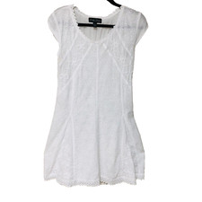 Gretty Zueger White A-line Dress Women S Allover Embroider Flowers Crochet Lace