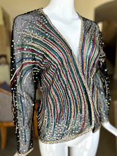 Halston Vintage 1970's Sheer Fireworks Pattern Sequin Jacket