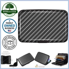 Mini Credit Card Holder Carbon Fiber Slim RFID Blocking Travel Wallet Organizer