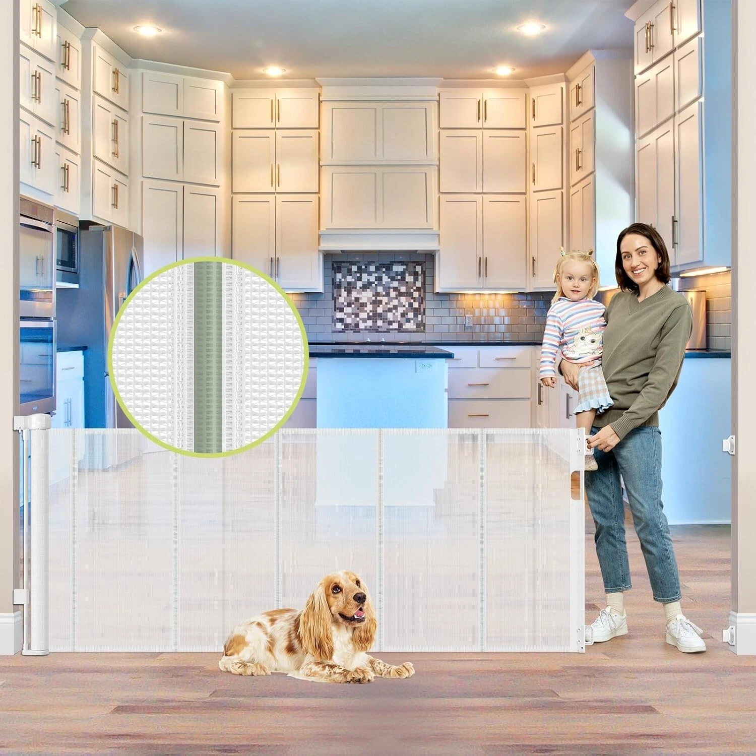 Extra Wide 80x35" Baby Safety Gate – Retractable Child Guard for Home & Yard