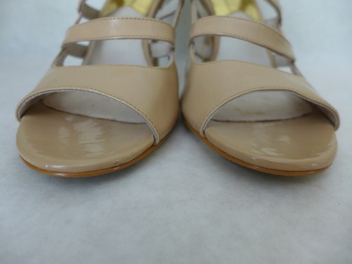 MICHAEL KORS Patent Tan Leather Open Toe Back Zip Caged Sandal Heels Shoes 8.5M - Picture 5 of 15