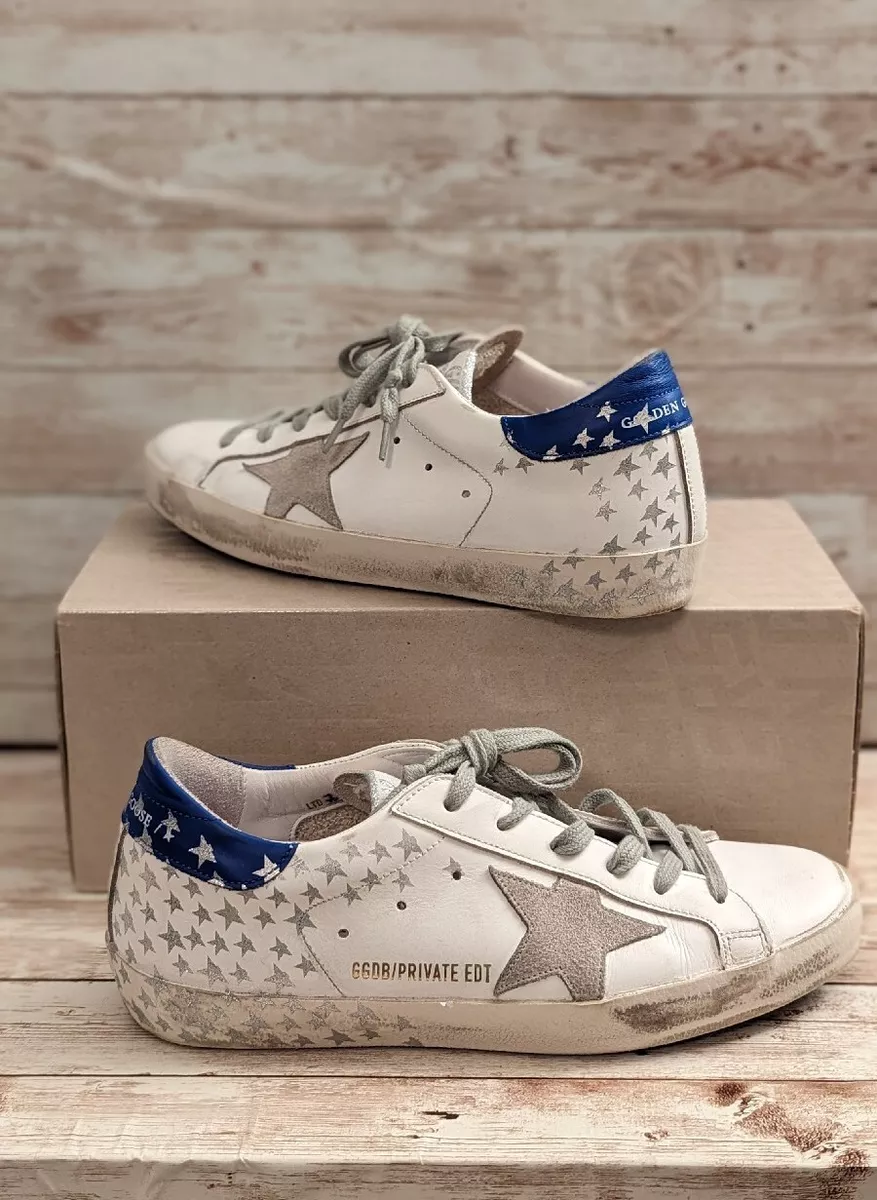 Golden Goose Super-Star Blue Silver Glitter Neiman Marcus Exclusive Sneakers 38