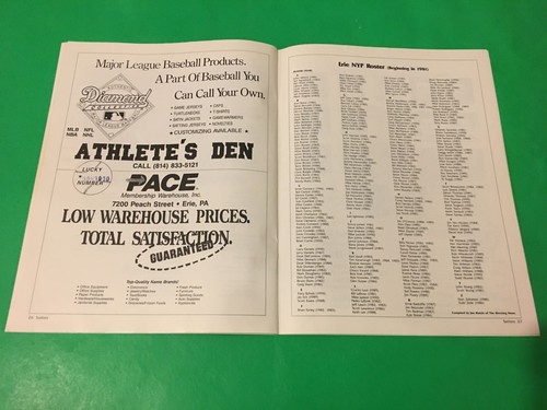 ERIE SAILORS 1991 PROGRAMMA GIOCO SOUVENIR RIVISTA NY PENN LEAGUE A BASEBALL LEGGI - Foto 7 di 9