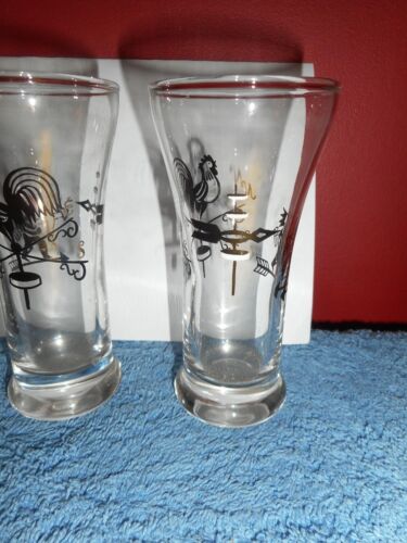 Bicchieri da succo vintage LIBBEY GALLO BANDERUOLA INDIANO Pilsner vetro set di 3 - Foto 8 di 12