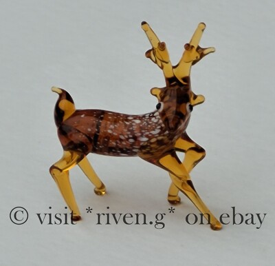 RENTIER Figur@KRISTALL Glas TIER@UNIKAT HIRSCH Geschenk@LIEBENDER WEIHNACHTSMANN HIRSCH@GEWEIH