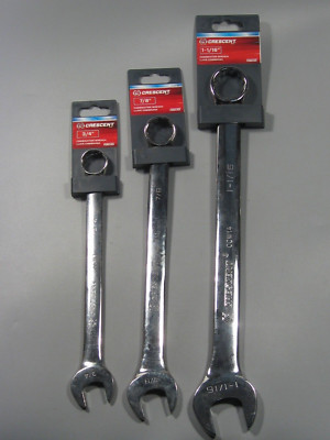 3 Crescent Brand Combination Open End Wrench Estate Find: 3/4'', 7/8'', 1-1/16''.