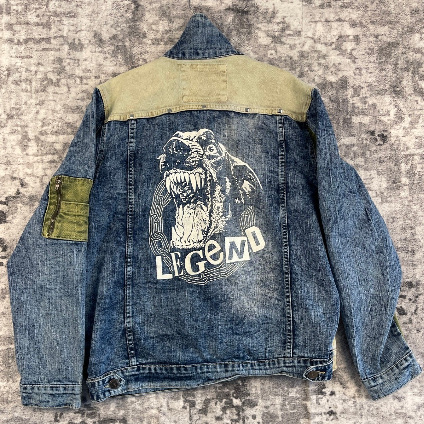 REASON Patchwork Denim Jacket Mens Large Distress… - image 2