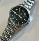Bulova C860870 Stainless Steel Black Face Watch Has Scratches, Engraved