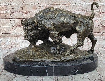 American Buffalo Bison Western Artwork Bronze Marble Statue Sculpture Art Sale