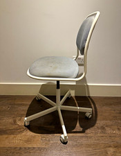 Grey Fabric Swivel Task Office Chair, White Metal Frame, Castors, Assembled