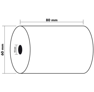 Bobine pour tickets de caisse 44x70mm - 60m - 1 pli thermique 55g/m2. - Blanc