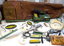 GARRETT Master Hunter 7 ADS Metal Detector Coil 5 Head Battery Pack Adapter Bag