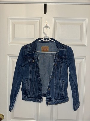 Levis Denim Trucker Jacket Youth Large Blue 12-13 Years Unisex Western Chore