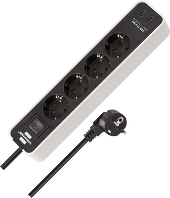 Brennenstuhl 1153240126 Ecolor 4-fach-Steckdosenleiste mit 2 USB-C-Ladebuchsen