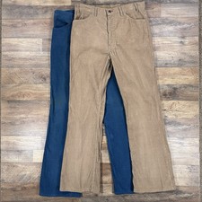 Vintage Levi's Pants Mens 34x34 Beige Blue Corduroy Boot Cut USA Lot Of 2