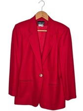 Sag Harbor Blazer Jacket Women's Size 10 Red 100 Pure New Wool Lined Vintage