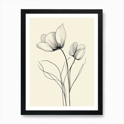 Zwei Blumen in Schwarz-Weiß Kunst Gerahmtes Wandbild Poster Leinwanddruck Bild