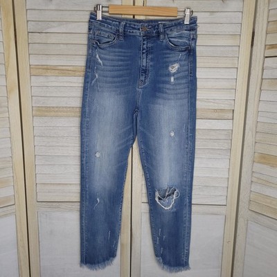 Bridge by GLY distressed cropped jeans Size 29 28x26 Ankle Blue Womens