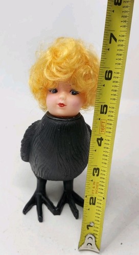 One Of A Kind Baby Doll Head Bird Figurine Art Statue Knick Knack Weird Odd OOAK - Picture 8 of 9
