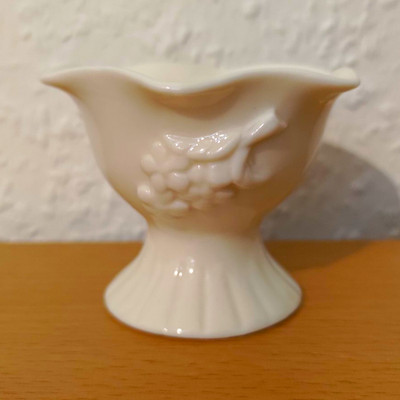 White Ceramic Egg Cup With Floral Relief, Decorative