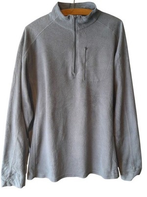 Vintage LL Bean Herren 1/4 Reißverschluss Fleece Large grau Pullover Polyester Jacke 0BVM3