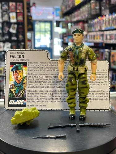 Green Beret Falcon with File Card (Vintage GI Joe, Hasbro) **COMPLETE**