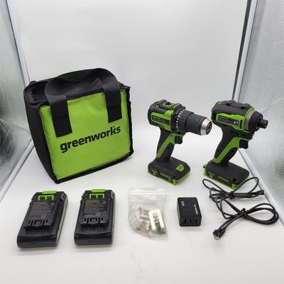 Greenworks 24V Cordless Brushless 400 in-lbs Drill/Driver+1950 in-lbs Impact