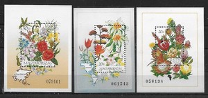 Hungary Three Floral Themed Souvenir Sheets as shown