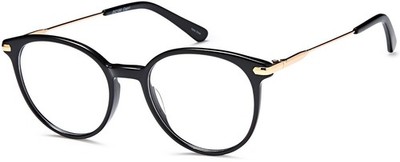 CAPRI OPTICS DICAPRIO DC186 UNISEX EYEGLASSES 49-18-140 BLACK/GOLD W/ SOFT CASE