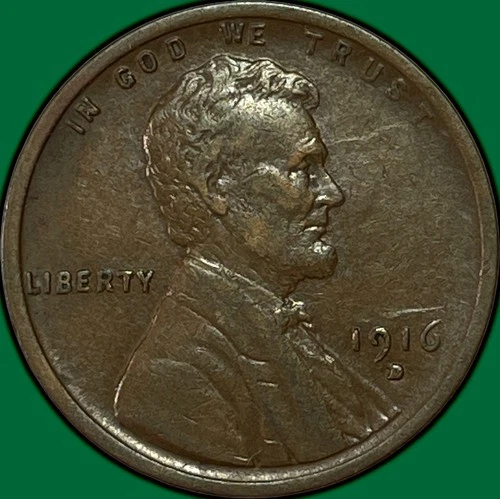 1916-D Lincoln Wheat Cent Choice Extremely Fine XF+ Coin #35147